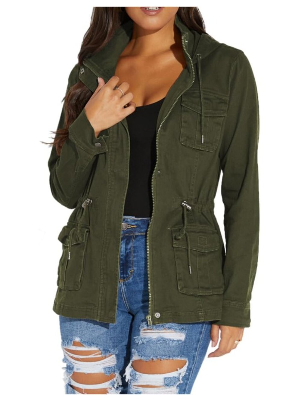 Women's Lightweight Camouflage Full Zip Anorak Utility Jacket